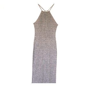 Grey backslit bodycon dress